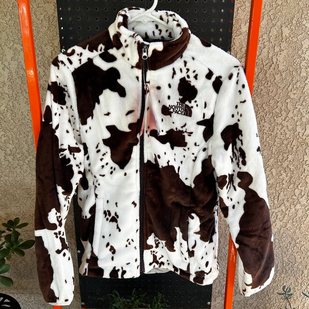 The North Face cow print fleece jacket